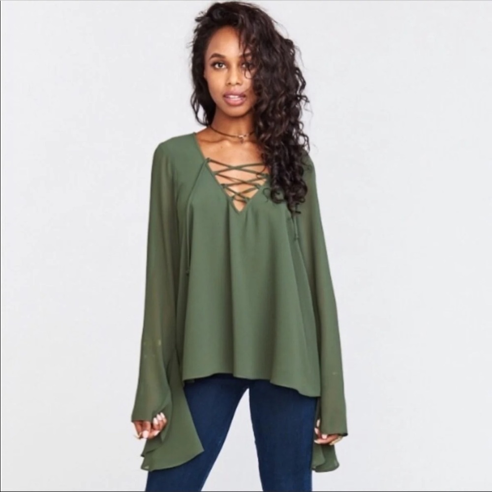 NWT show me your Mumu the zuko bell sleeve top XS